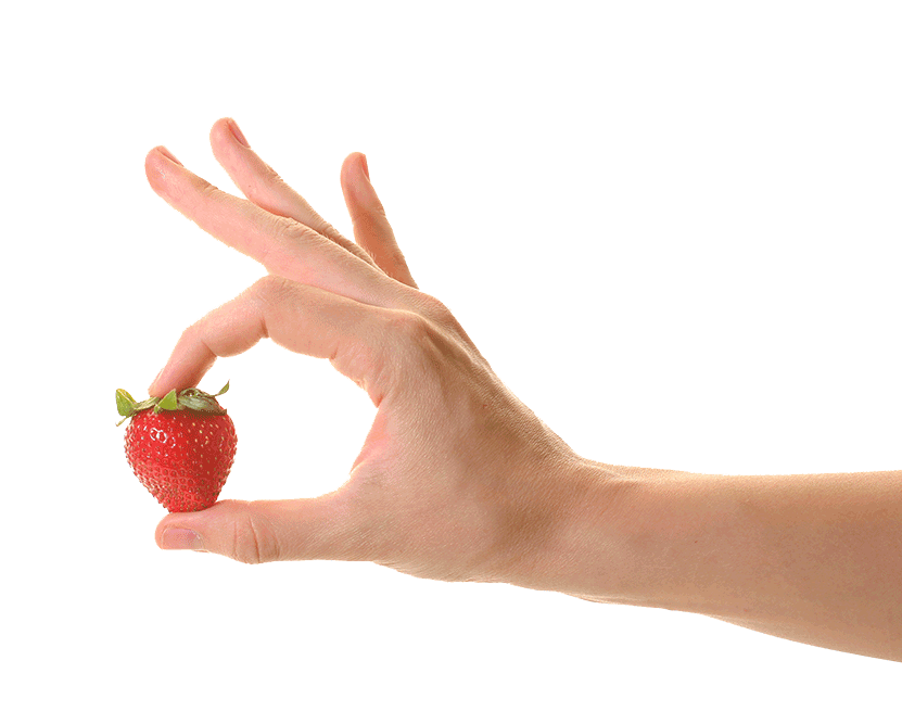 hands holding 5 strawberries