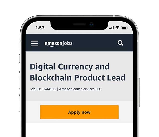 Amazon Jobs listing: Digital Currency and Blockchain Product Lead